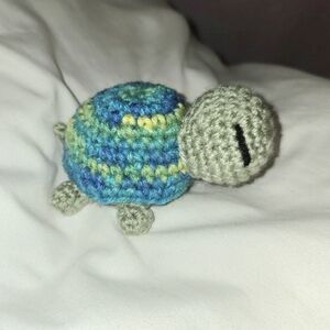 Handmade Crochet Turtle Toy - Blue and Green